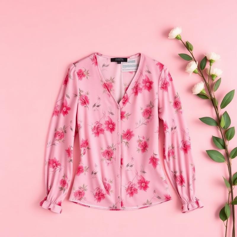 Blusa Rosa Floral Manga Longa